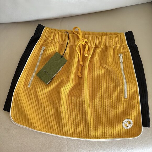 NWT GUCCI Skirt Yellow Size L 100% Authentic GG Logo - Picture 3 of 9